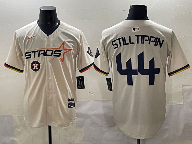 Men 2025 Houston Astros #44 Still Tippin Cream Three generations Joint Name Nike MLB Jersey style 8->houston astros->MLB Jersey